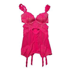 Victoria's Secret Hot Pink Hook Back Bustier Top Size 36D